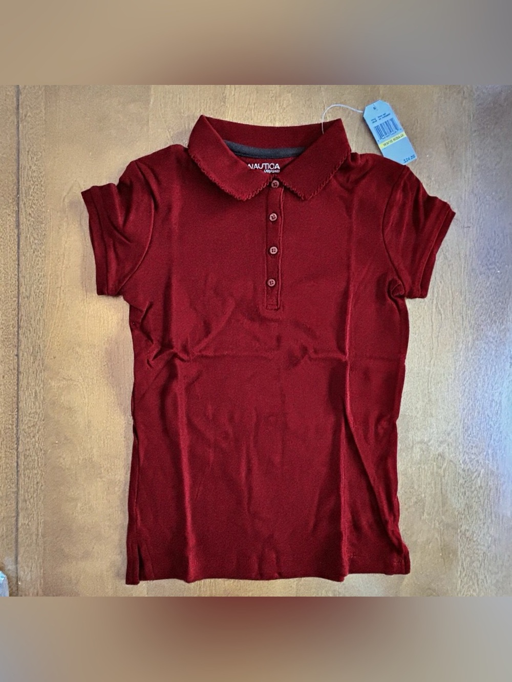 Nautica Polo Shirt Uniform Burgundy New Youth Girls Size 8-10 M